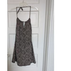 Garnet Hill Signature High-Neck Swim Dress Black Tan Geometric Size 10 NWT